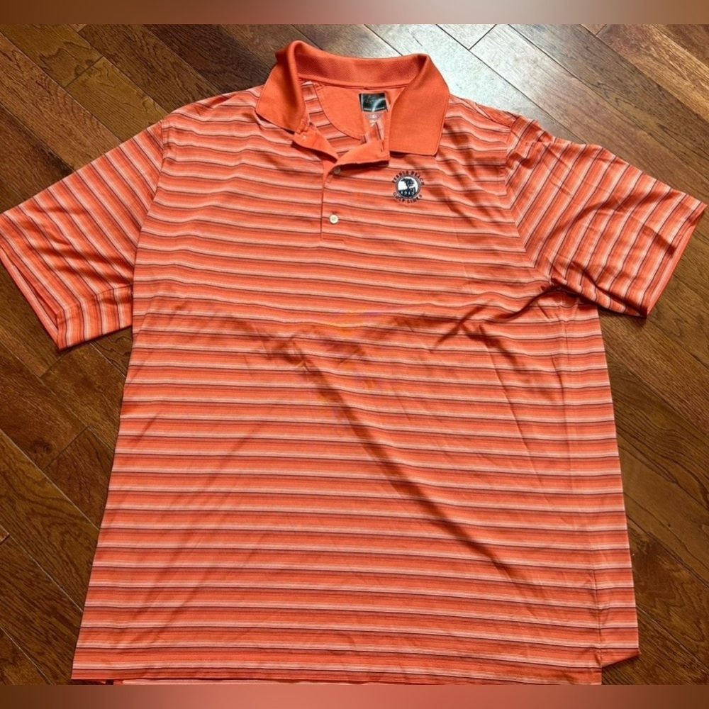 Greg Norman Pebble Beach Orange Striped Polo Shirt